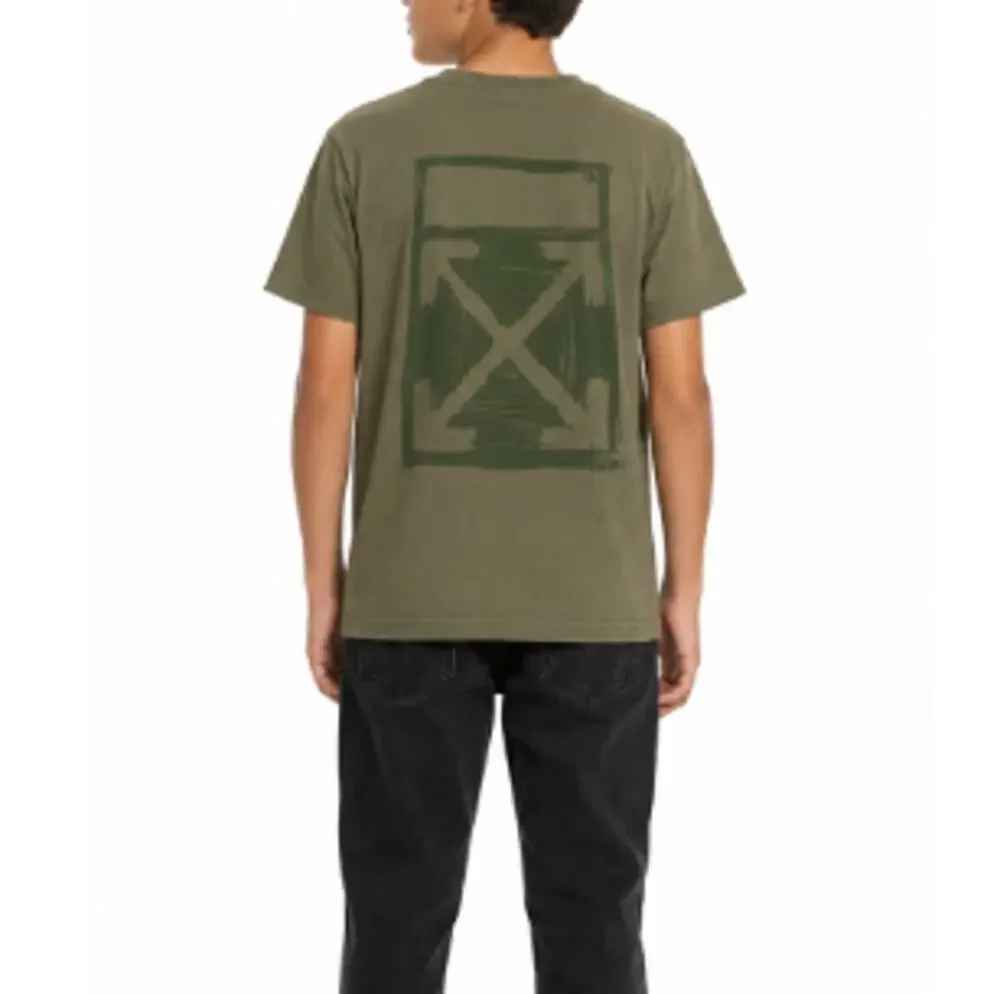 Off White Boys Army Green Scribble Graphic Basic Fit Tee Size 16